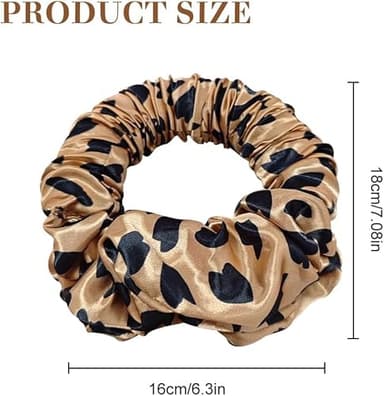 Hair Curlers to Sleep in with Leopard Print, Compatible with Scrunchies for Women, No Heatless Curls Headband Soft Sleep Scrunchie Silk Lazy Rollers for Long hair Overnight - Image 2