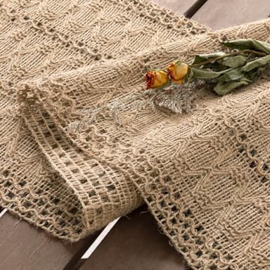 Socomi Boho Table Runner Fall Thanksgiving Farmhouse Burlap Jute Bamboo Rustic Dining Kitchen Centerpiece Decor Long Macrame Woven Coffee Table Runner for Dresser Scarf Home Decor 12x90 inch - Image 3
