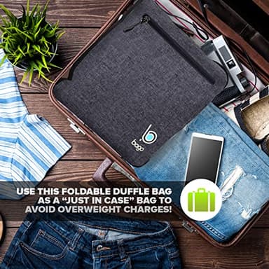 Bago Large Foldable Duffel Bags for Traveling Women & Men - 80L Packable Duffle Bag for Travel with Shoe Compartment - Water Repellant, Heavy Duty, Lightweight Folding & Collapsible (SnowBlack) - Image 7