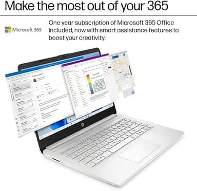 HP 14" Student-Laptop with Copilot AI office365, Quad Core Intel Processor N150(Up to 3.6GHz) 16GB RAM 256GB Storage(128GB UFS + 128GB Ghost Manta SD Card) Win11 - Image 4