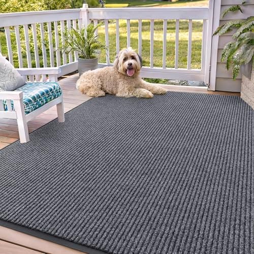 OLANLY Front Door Mat Indoor Outdoor Entrance, Waterproof Heavy Duty Doormat, Fade Resistant, Low Profile, Easy Clean Patio Porch Welcome Floor Mats for Entry, 71x47, Grey - Image 1