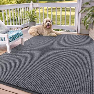 OLANLY Front Door Mat Indoor Outdoor Entrance, Waterproof Heavy Duty Doormat, Fade Resistant, Low Profile, Easy Clean Patio Porch Welcome Floor Mats for Entry, 71x47, Grey - Image 1