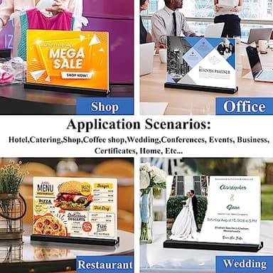 Acrylic Sign Holder 11x8.5 '' Horizontal T-Shaped Clear Double-Sided Table Menu Stands Plastic Picture Frames Display Desktop Display Holders for Wedding Table,Restaurant Signs,Office, Store,6 Pack - Image 5