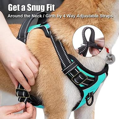 PoyPet No Pull Dog Harness, Reflective Comfortable Vest Harness with Front & Back 2 Leash Attachments and Easy Control Handle Adjustable Soft Padded Pet Vest for Small Medium Large Dogs (Mint Blue,M - Image 5