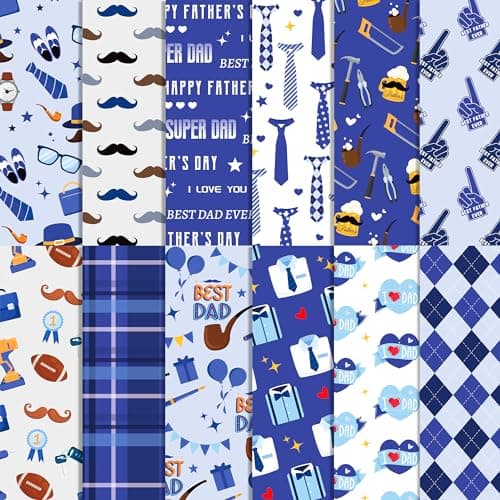 JOINFANXIN Happy Father's Day Scrapbook Paper Pad, 24Pcs Daddy Dad Pattern, Double-Sided Decopodge Paper, Cardstock for Scrapbooking DIY Decorative Background Cardmaking Supplies Craft Paper - Image 1