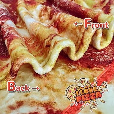 Bcareself Pizzas Blanket Adult Kdis Size 71 inches 2.0 Double Sided Funny Realistic Food Personalized Throw Blanket Novelty Gift for Everyone Soft Pepperoni Pizzas Blanket Soft Flannel - Image 9