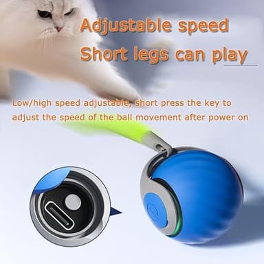 ugdurwp 2Packs Speedy 2.0 Tail Cat Toys for Bored Indoor Adult Cats,2025 New Generation Interactive Cat Toys for Indoor Cats,Automatic Moving Ball with Tail,Blue and Orange - Image 2