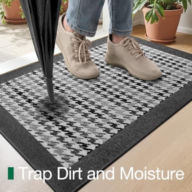 LUMI Inside Door Mat for Entry 30''x48'', Absorbent, Dirt Trapper, Low Profile Thin, Non Slip Mats with Rubber Backing, Ideal for Indoor, High Traffic, Garage, Entrance, Birdy Black - Image 4