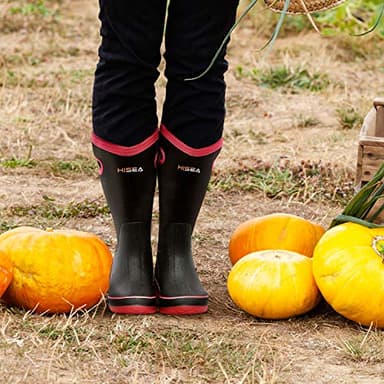 HISEA Women Mud Boots, Neoprene Rubber Garden Shoes Waterproof Mid Calf Rain Boots for Outdoor - Image 6