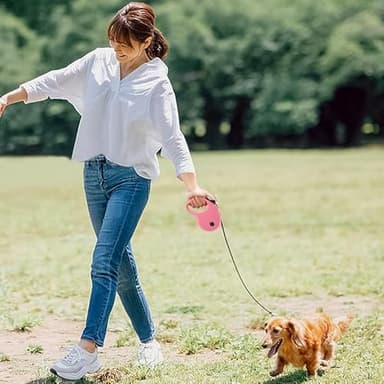 enrgticdg 16Ft Retractable Dog Leash,Light Weight Leash for Small to Medium Dogs/Cats Up to 50lbs,Stainless Steel Spring Strong Nylon Tape, Tangle Free, One-Handed Brake.(Pink) - Image 7