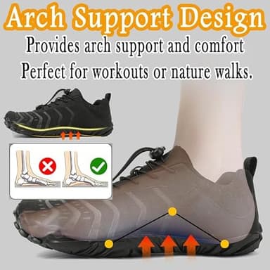 Barefoot Shoes Men Women Minimalist Shoes Zero Drop Workout Cross-Trainer Hiking Water Wide Toe Box Grounded Footwear Weightlifting Walking Black - Image 5