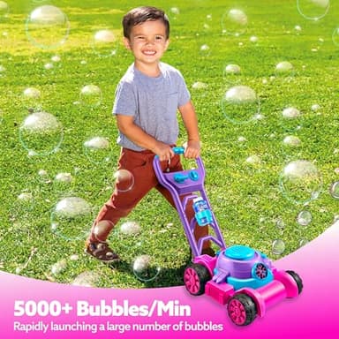 SLOOSH Bubble Lawn Mower Toddler Toys - Kids Bubble Machine Summer Outdoor Push Toy Games, Backyard Garden Outside Play Toddlers Preschool Boys Girls Birthday Gifts (Pink) - Image 4
