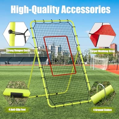 CHAOBING 7x4 FT Volleyball Rebounder Net, 5-Angle Adjustable with Steel Frame & High-Tension PE Netting, for Lacrosse, Baseball, Soccer Practice Perfect for Setting, Spiking, and Bumping (Green) - Image 4