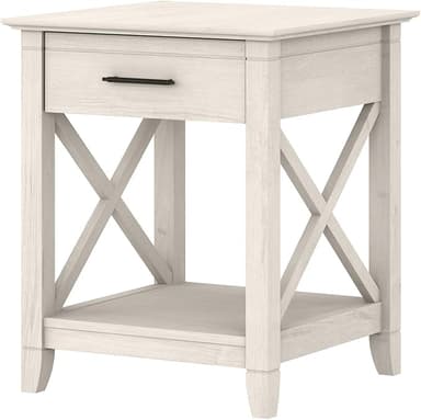 Bush Furniture Key West Small End Table with Storage | Modern Farmhouse Accent Shelf for Living Room in Linen White Oak - Image 1
