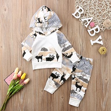 CIYCUIT Baby Boy Deer Outfit Toddler Infant Fall Winter Clothes Hoodie Pants Set 0-6 Months - Image 2