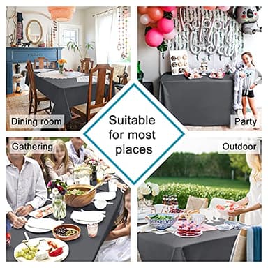 Hiasan Rectangle Tablecloth Grey - Wrinkle Resistant and Waterproof Washable Polyester Fabric Table Cloth for Dining Party and Outdoor Use, 54 x 108 Inch - Image 2