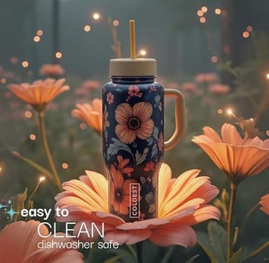 Coldest Tumbler with Handle and Straw - 100% Spill Proof Tumbler with Straw (3 Lids) - Stainless Steel Insulated Leakproof Tumblers for Women & Men - Cup Holder Friendly - 46 oz (Monaco Nova) - Image 9