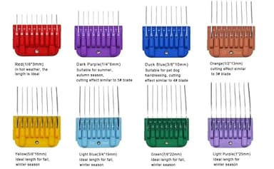 Animal Stainless Steel Attachment 8 Colors Guide Comb Set from 1/8 Inch to 1 Inch(3-25mm),Compatible with Andis, Oster A5, Wahl KM10 Series Clipper Detachable Blade(Only fit for 15# 10# 30# blade) - Image 4