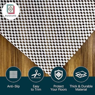 RUGSURE Rug Gripper Pad for Hardwood Floors & Tile Floor - Non Slip Area Rug Pads - Under Carpet Anti Skid Mat - Non Skid Rug Backing, 8x10 Ft - Image 2
