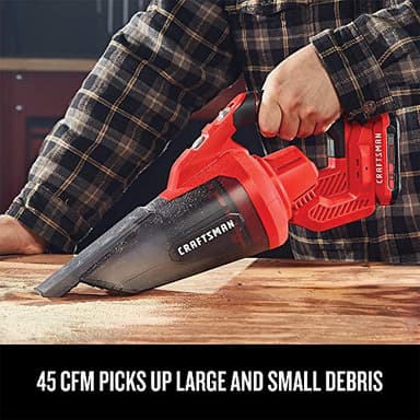 Craftsman V20 Cordless Hand Vacuum, 45 CFM, 2 Stage Filtration System with Filter, Battery and Charger Included (CMCVH001C1) - Image 5