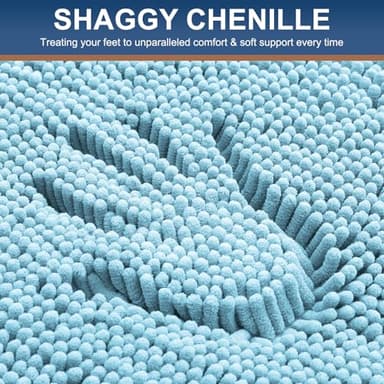 Smiry Luxury Chenille Bathroom Rugs 36x24, Extra Soft and Absorbent Shaggy Bath Mat, Machine Washable, Non-Slip Plush Carpet Runner for Tub, Shower, and Floor, Home Decor Accessories, Sky Blue - Image 4