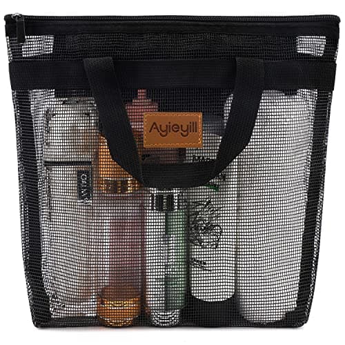 Ayieyill Shower Caddy Portable, Mesh Shower Caddy Tote Bag Quick Dry Hanging Toiletry and Bath Organizer for College Dorm, Gym, Beach, Travel or Camping with Zipper (Black) - Image 1