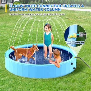 Bilibara 87'' Foldable Dog Pool, Sprinkler Pool for Kids, Non-Slip Heavy Duty Dogs Splash Pad for Small Dogs, Hard Plastic Kiddie Bathtubs for Backyard - Image 4