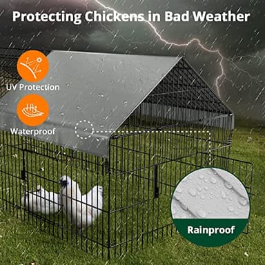 PawGiant Chicken Coop 86"×40" Chicken Run Pen for Yard with Cover Outdoor Metal Portable Chicken Tractor Cage Enclosure Crate Outside for Small Animals Duck Rabbit Hen - Image 3