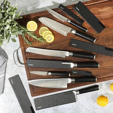 Babish High-Carbon 1.4116 German Steel 14 Piece Full Tang Forged Kitchen Knife Set W/Sheaths - Image 2