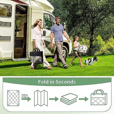 GENIMO Outdoor Rug 9' x 12' Waterproof for Patios Clearance, Reversible Outdoor Plastic Straw Camping Rug Carpet, Large Area Rugs Mats for RV, Camper, Deck, Balcony, Porch, Beach, Picnic, Black&Beige - Image 7