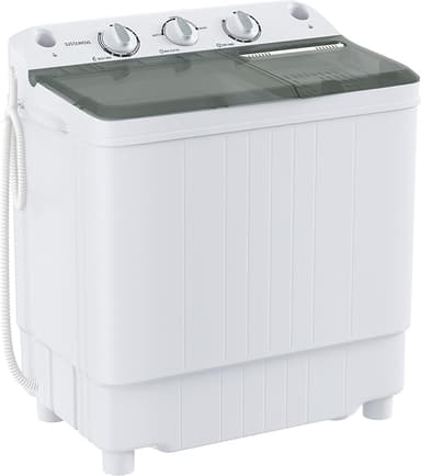 Portable Washing Machine, Twin Tub 9.9 Lbs Capacity, Washer(7.7 Lbs) and Spinner(2.2 Lbs) Combo, Mini Compact Laundry Washer for Home, Apartment, Camping, RVs and Dorms, Black/White - Image 1