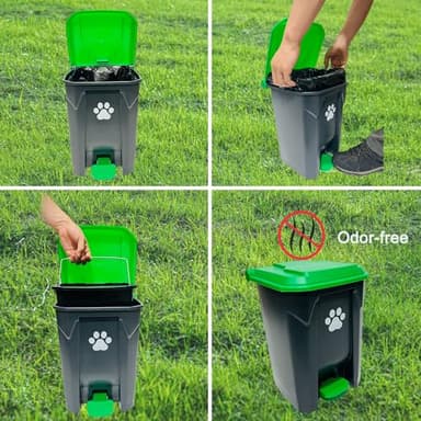 UUIXXYG 20L/5Gallon Dog Poop Trash Can Outside with Pooper Scooper & 50 Waste Bags- Outdoor Dog Poop Trash Can with Lid, Foot Pedal and Removable Inner Bin Waterproof and Odor Control - Image 4