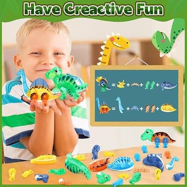 Dinosaur Toys Magnetic Tiles 3D Movable Dinos for Kids 3-5 5-7 Toddler Outdoor Sensory Toys, STEM Educational Magnetic Blocks for 3+ Years Old Boys Girls Kids Toy - Image 4