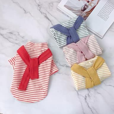 Soft Puppy Stripe Dog Shirts Pet Apparel Cat Tee Dog Sweatshirt Pet Breton Top Pet Clothes for Small Dogs (Orange Red, X-Small) - Image 6
