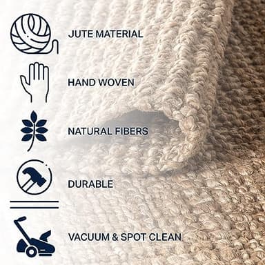 JONATHAN Y Pata Hand Woven Chunky Jute Natural Indoor Area Rug, 8x10, Bohemian, Rustic, Cottage, Easy-Cleaning for Living Room, Bedroom, Kitchen, Non-Shedding (NRF102A-8) - Image 4