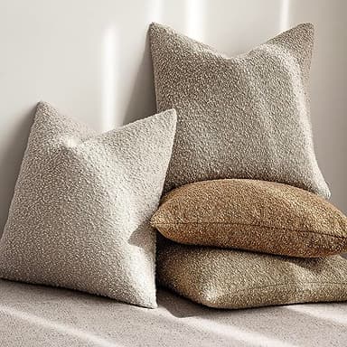 Foindtower Pack of 2, 20 x 20 Inch, Decorative Textured Boucle Throw Pillow Covers Accent Solid Pillow Cases Cozy Soft Couch Cushion Case for Chair Sofa Bedroom Living Room Home Decor, Oatmeal - Image 6
