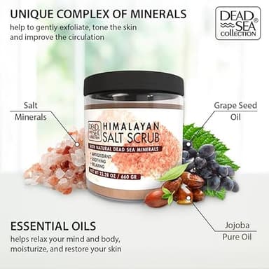 Dead Sea Collection Himalayan Salt Scrub – Exfoliating Body Scrub for Women – Moisturizing and Nourishing Skin – with Pure Oils and Dead Sea Minerals (23.28 Oz) - Image 2
