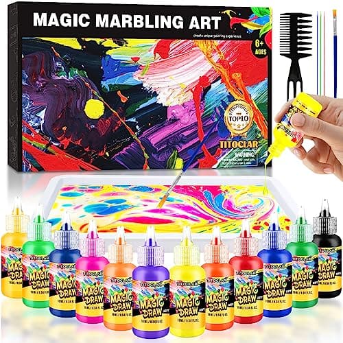 Water Marbling Paint Kit, Arts and Crafts For Kids,Birthday Gifts for Girls Boys 3+Years Old, Toys For Ages 8-13 5-7 3-6, Art Supplies for Kids - Image 1