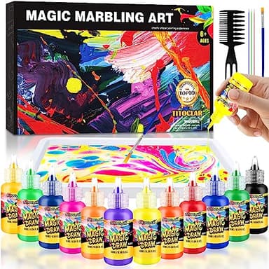 Water Marbling Paint Kit, Arts and Crafts For Kids,Birthday Gifts for Girls Boys 3+Years Old, Toys For Ages 8-13 5-7 3-6, Art Supplies for Kids - Image 1
