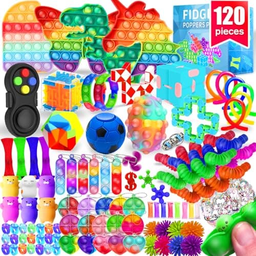 MOZACI Fidget Toys, 120 Pack Fidgets Set Stocking Stuffers for Kids Party Favors Autism Sensory Toy Bulk Adults Kids Boys Girls Teens Stress Autistic ADHD Anxiety Carnival Treasure Classroom Prizes - Image 1