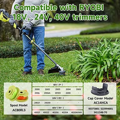 A ANLEOLIFE .080in Twisted Line Spool #AC80RL3 for RYOBI Cordless Auto-Feed String Trimmers 18v 24v and 40v,11ft-Long (12 Spools & 2 Cap) - Image 5