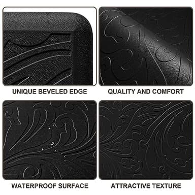 KMAT Kitchen Mat Cushioned Anti-Fatigue Waterproof Non-Slip Standing Mat Ergonomic Comfort Rug for Home,Office,Sink,Laundry,Desk 17.3" (W) x 60"(L),Black - Image 5