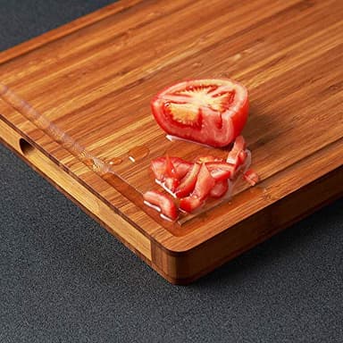 Bamboo Wood Cutting Board for Kitchen, 1" Thick Butcher Block, Cheese Charcuterie Board, with Side Handles and Juice Grooves, 16x11" - Image 5