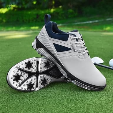 ULTIANT Men's Golf Shoes Fixed Nailless Sole Waterproof Lightweight No-Slip Walking Shoes Size7.5-13(Grey,40) - Image 6
