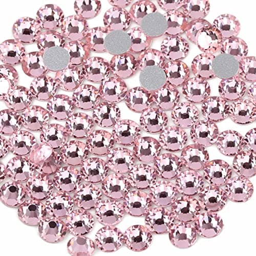 Beadsland 288pcs Flat Back Crystal Rhinestones Round Gems for Nail Art and Craft Glue Fix, Light Pink, SS34,7.1-7.3mm - Image 1