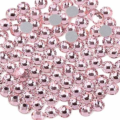 Beadsland 288pcs Flat Back Crystal Rhinestones Round Gems for Nail Art and Craft Glue Fix, Light Pink, SS34,7.1-7.3mm - Image 1