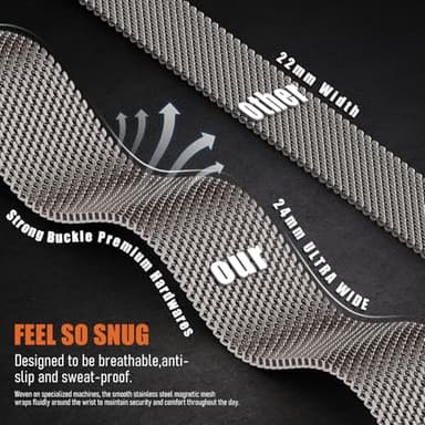 BXUXOHS Milanese Loop- Compatible with Apple Watch Ultra 3 2 1 Band for Men 49mm 46mm 45mm 44mm 42mm 41mm 40mm 38mm,Magnetic Mesh Metal Strap Wristband for iWatch SE 3/2 Series 11/10/9/8/7/6/5/4 Ultra - Image 5