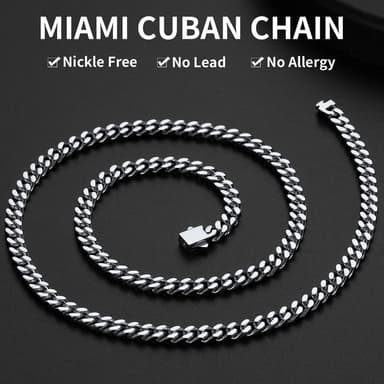 ChainsHouse Stainless Steel Mens Cuban Link Chain, Black/ 18K Gold Plated Miami Cuban Chain Necklace, 5mm/7mm/9mm/12mm/14mm Width, No Tarnish& Durable Hip Hop Mens Jewelry, 18"-30", Send Gift Box - Image 4