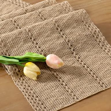 Socomi Boho Table Runner Fall Thanksgiving Farmhouse Burlap Jute Bamboo Rustic Dining Kitchen Centerpiece Decor Long Macrame Woven Coffee Table Runner for Dresser Scarf Home Decor 12x90 inch - Image 5
