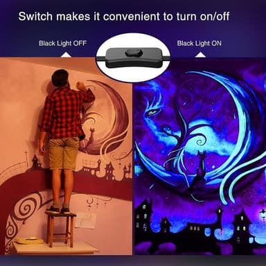 Onforu 2 Pack 38W LED Black Lights, Blacklight Flood Light with Plug, IP66 Waterproof, for Halloween Party, Glow in The Dark, Stage Lighting, Aquarium, Body Paint, Fluorescent Poster, Neon Glow,Black - Image 4